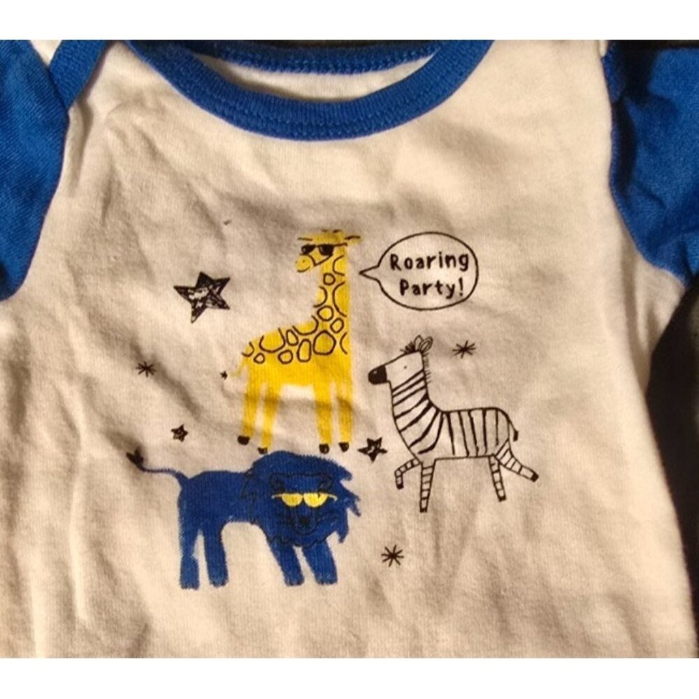 Little Star Organic Bodysuit Outfit Zoo Animals 0/3 months 3M Boys Baby Infant